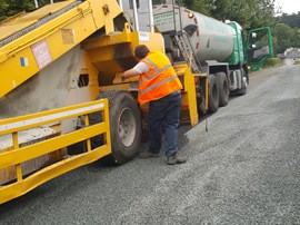 Surface dressing on the 26th June 2020 on  Ballyhubbock Road in The Glen-of-Imaal